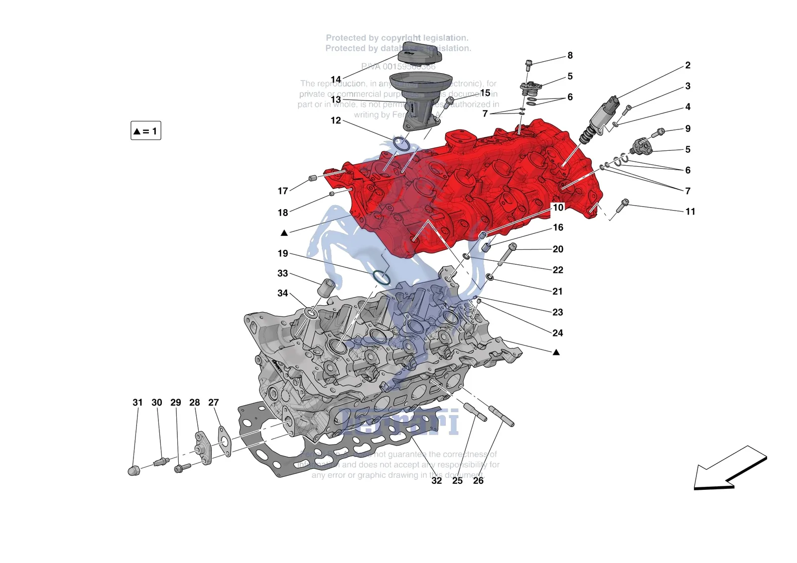 Ferrari Portofino M [ENGINE] - B.08.02 - CYLINDER HEADS - LH HEAD exploded diagram