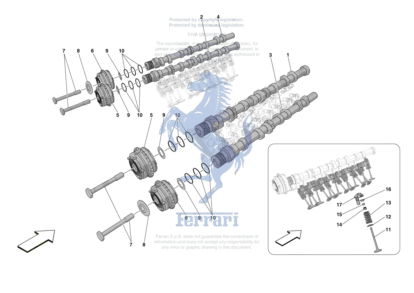 Ferrari Portofino M [ENGINE] - B.08.03 - CYLINDER HEADS - TIMING exploded diagram