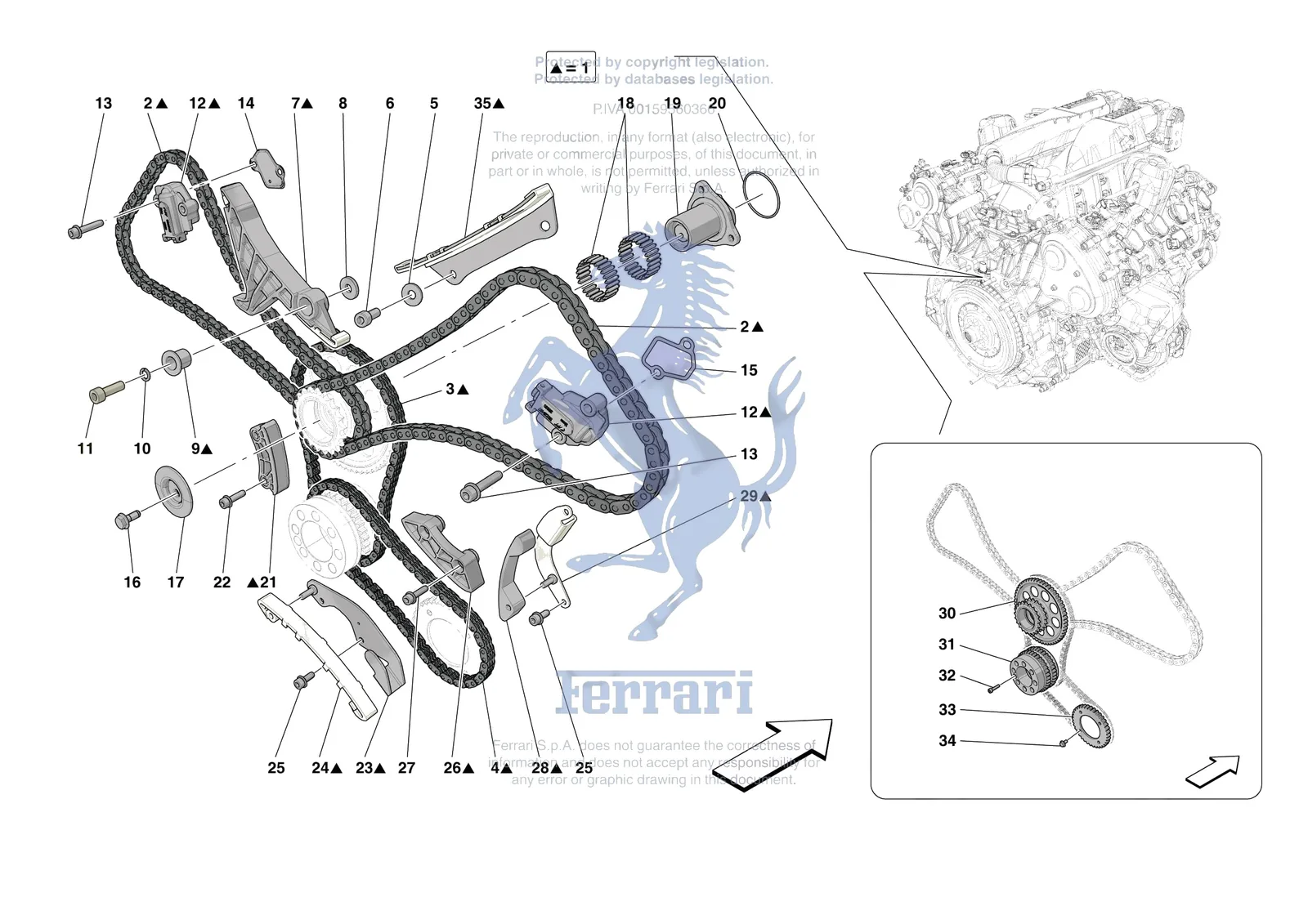 Ferrari Portofino M [ENGINE] - B.9 - TIMING SYSTEM DRIVE exploded diagram