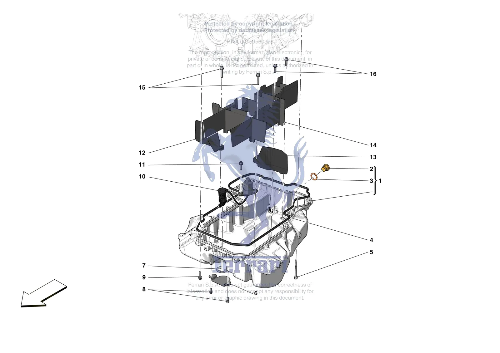 Ferrari Portofino M [ENGINE] - B.10 - ENGINE OIL SUMP exploded diagram