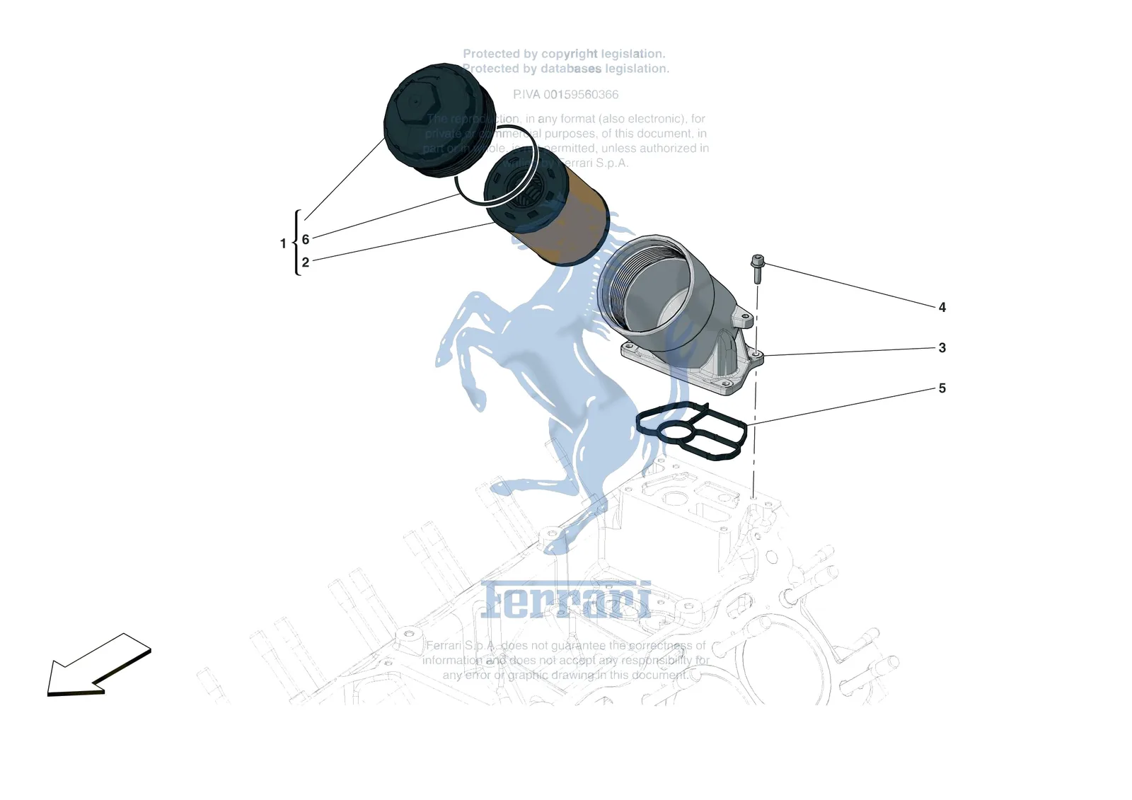 Ferrari Portofino M [ENGINE] - B.11 - LUBRICATION FILTERS exploded diagram