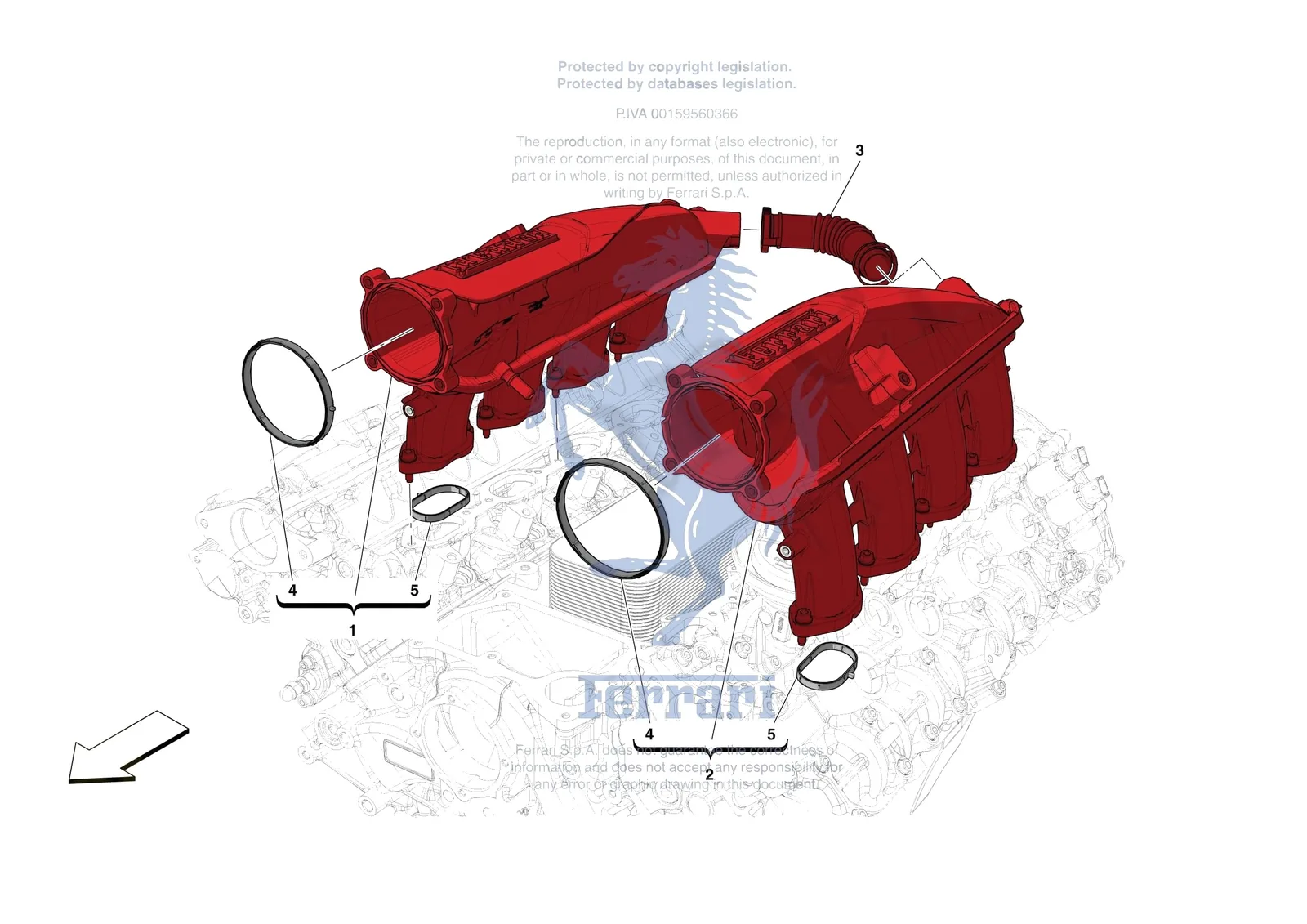 Ferrari Portofino M [ENGINE] - B.14 - ENGINE INTAKE DUCT exploded diagram