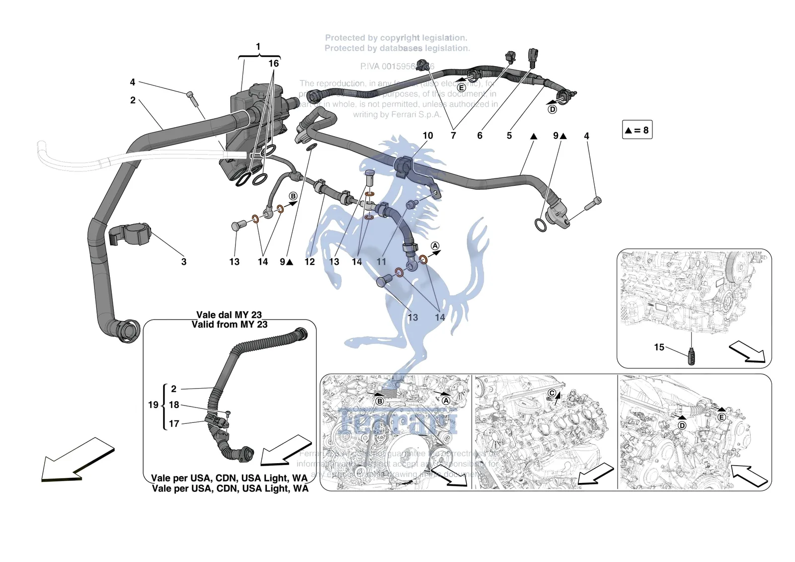 Ferrari Portofino M [ENGINE] - B.21 - VENTS exploded diagram