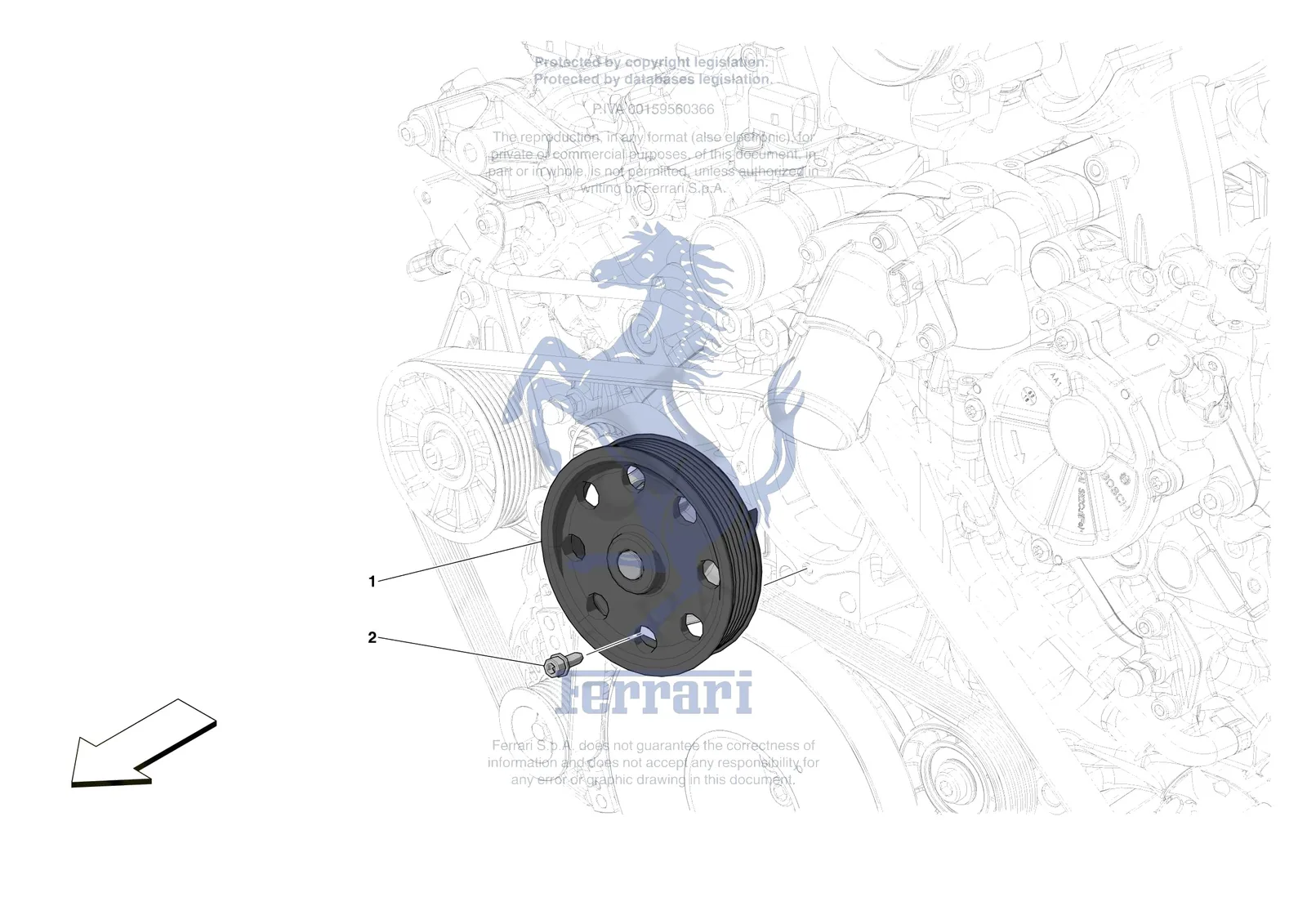 Ferrari Portofino M [ENGINE] - B.24 - ENGINE COOLING SYSTEM PUMP exploded diagram