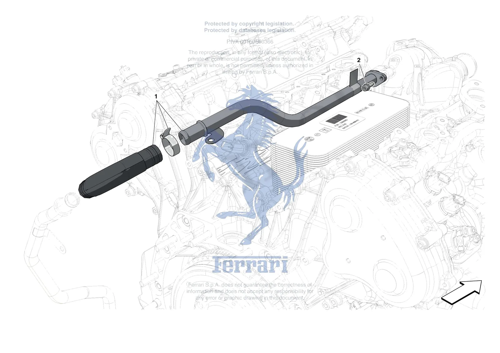 Ferrari Portofino M [ENGINE] - B.25 - ENGINE COOLING SYSTEM PIPES exploded diagram