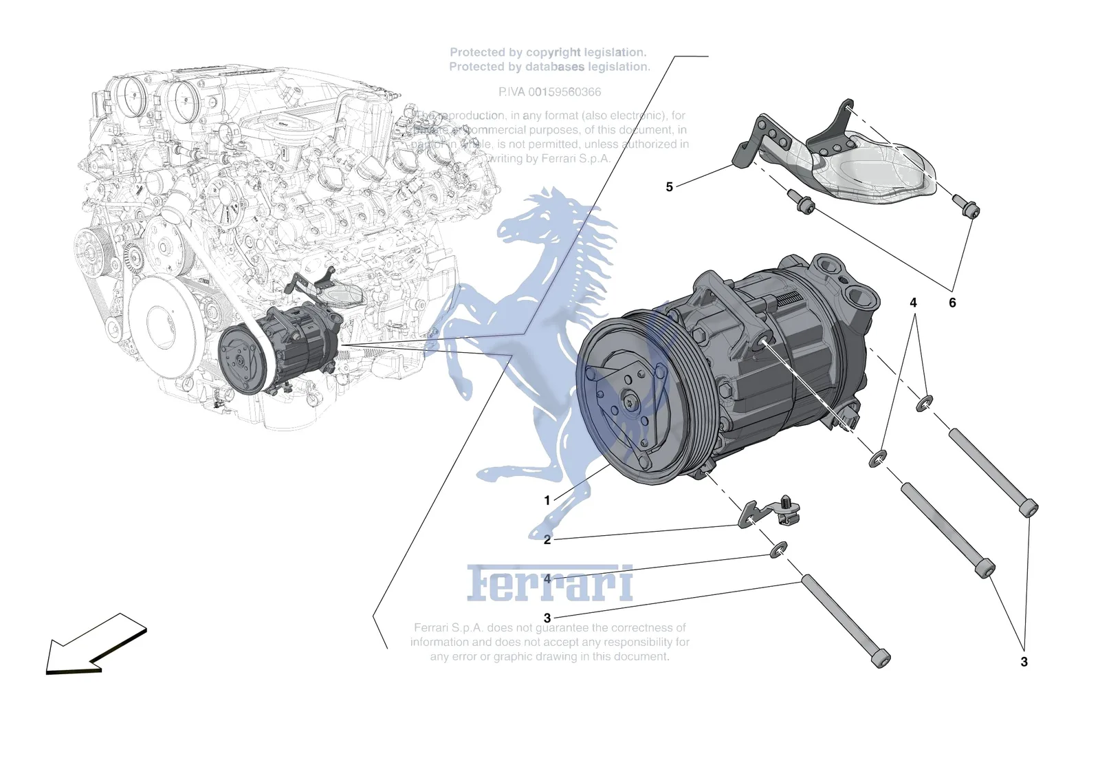 Ferrari Portofino M [ENGINE] - B.29 - AC COMPRESSOR exploded diagram