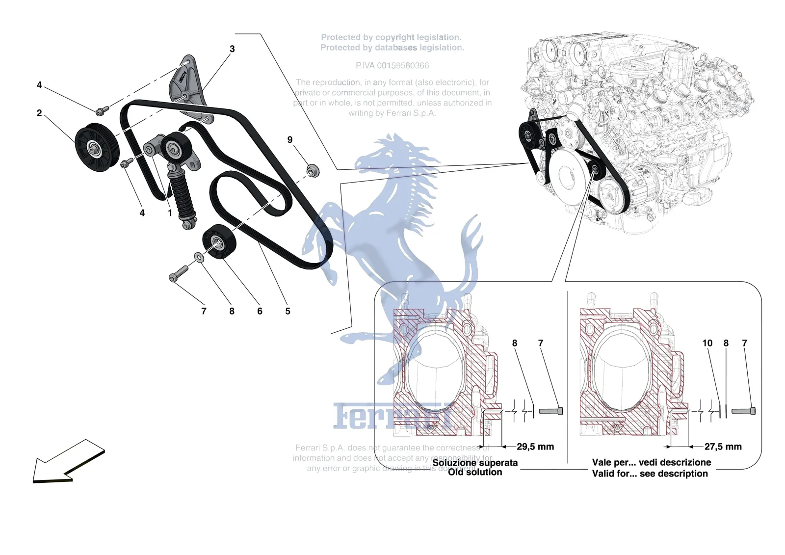 Ferrari Portofino M [ENGINE] - B.33 - ALTERNATOR DRIVE exploded diagram