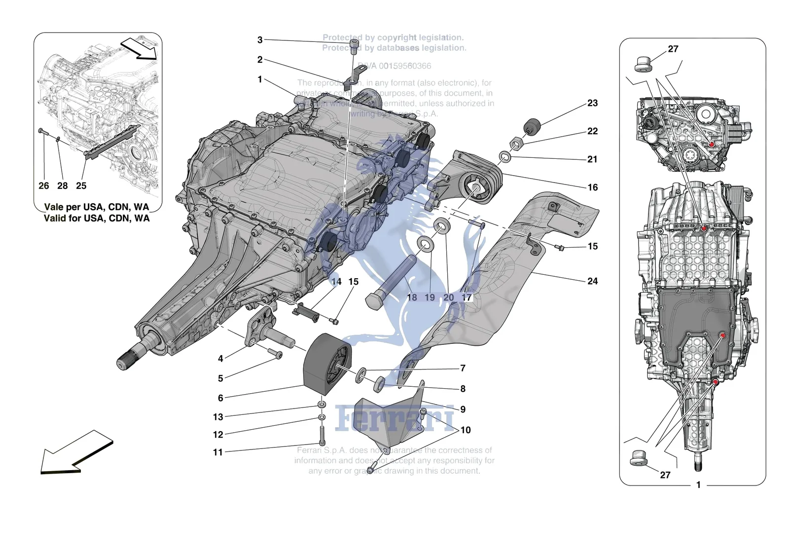 Ferrari Portofino M [GEARBOX] - C.01.01 - GEARBOX AND FASTENERS exploded diagram