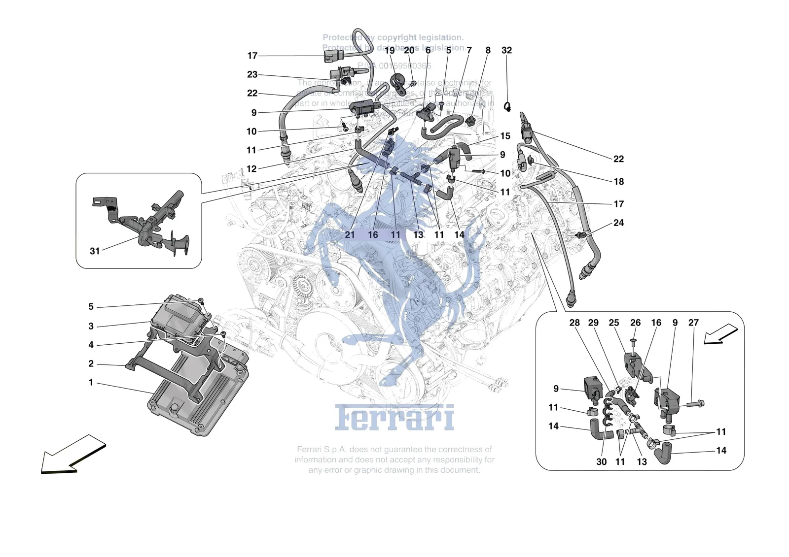 Ferrari Portofino M [MECHANICAL SYSTEM] - D.3 - ENGINE INJECTION CONTROL exploded diagram