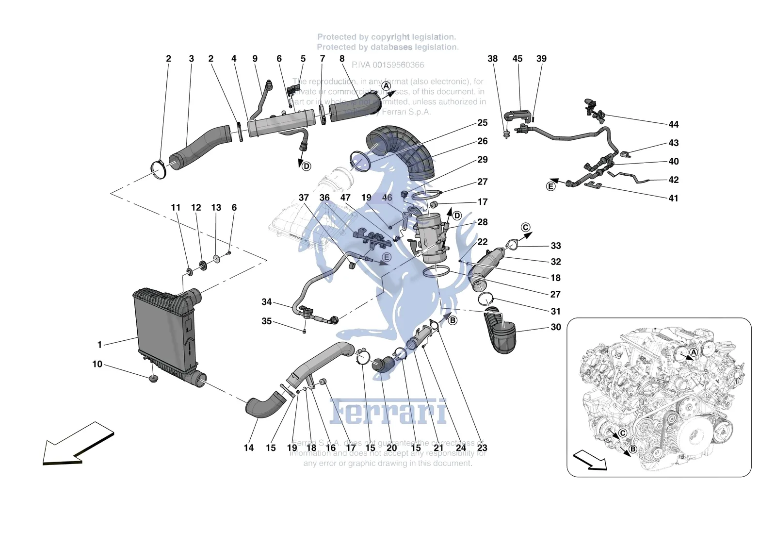 Ferrari Portofino M [MECHANICAL SYSTEM] - D.04.02 - INTERCOOLER exploded diagram
