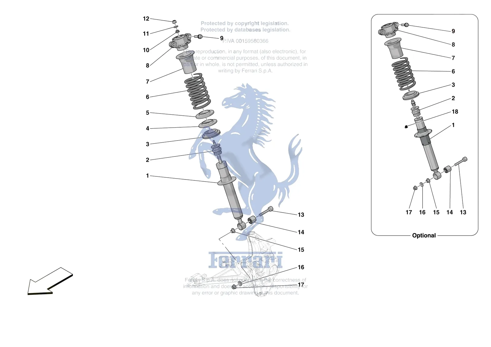 Ferrari Portofino M [MECHANICAL SYSTEM] - D.25.01 - FRONT SUSPENSION - SHOCK ABSORBERS exploded diagram