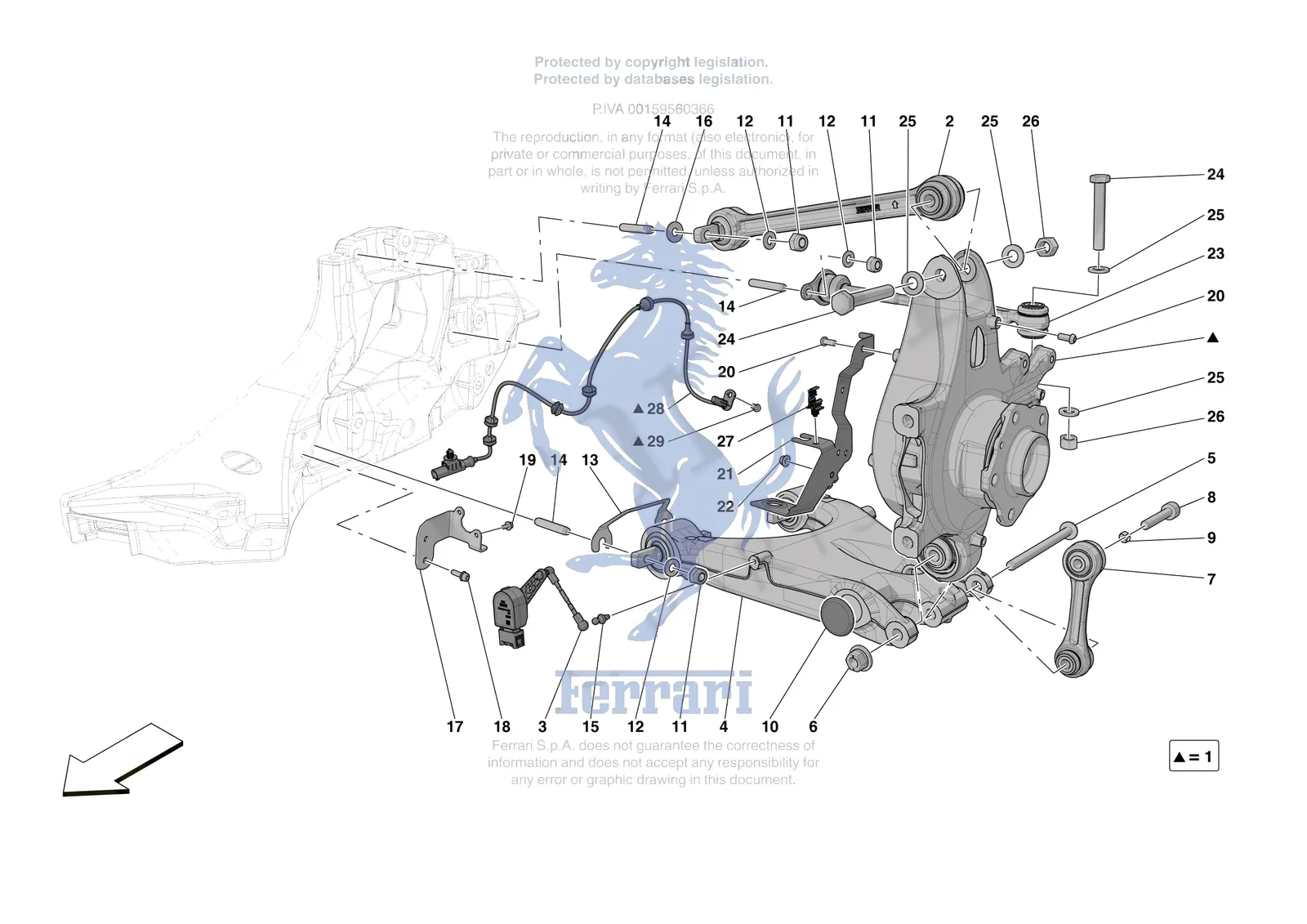 Ferrari Portofino M [MECHANICAL SYSTEM] - D.27.02 - REAR SUSPENSION - ARMS exploded diagram