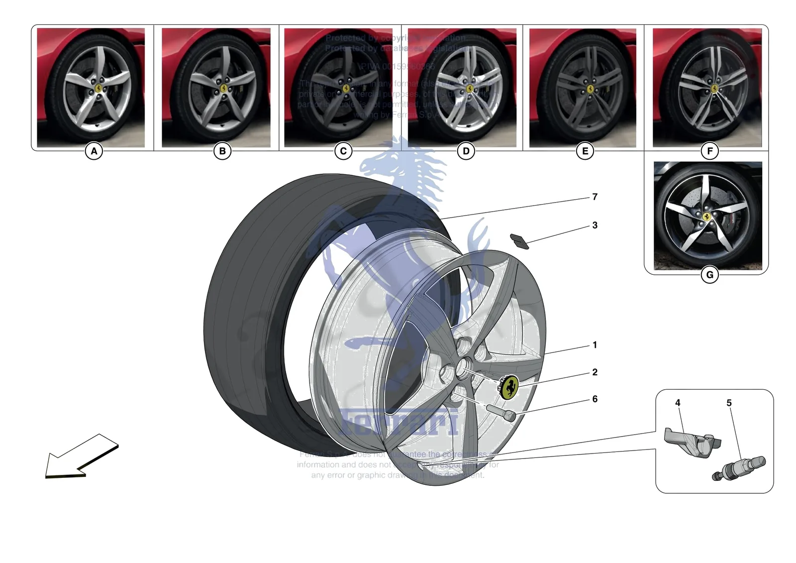 Ferrari Portofino M [MECHANICAL SYSTEM] - D.29 - COMPLETE WHEELS exploded diagram