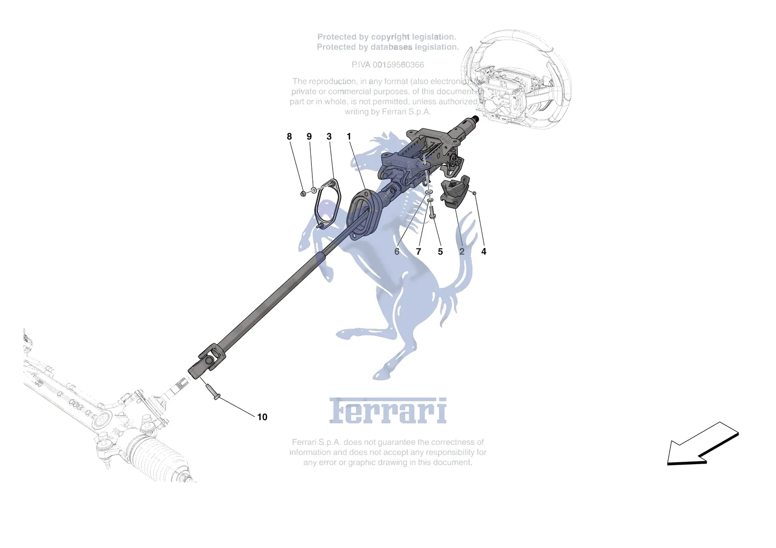 Ferrari Portofino M [MECHANICAL SYSTEM] - D.30.01 - STEERING WHEEL AND STEERING SYSTEM - STEERING COLUMN exploded diagram