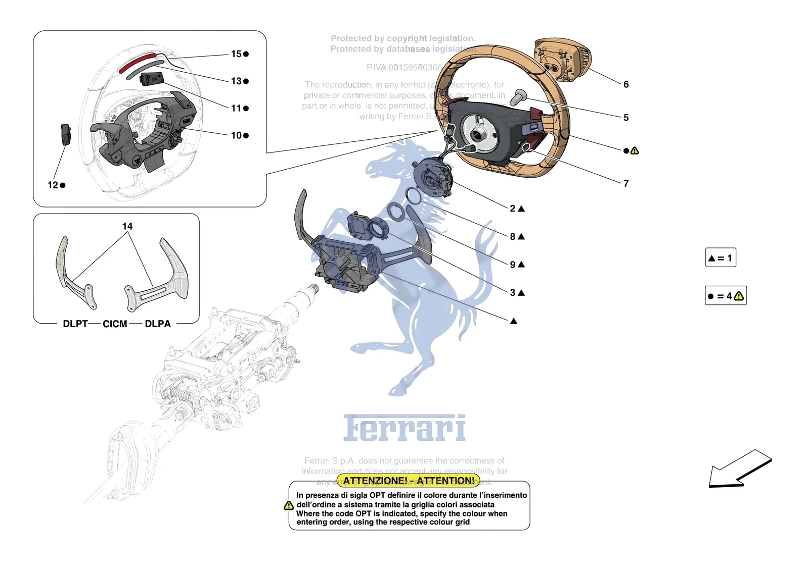 Ferrari Portofino M [MECHANICAL SYSTEM] - D.30.02 - STEERING WHEEL AND STEERING SYSTEM - STEERING WHEEL AND AIRBAG exploded diagram