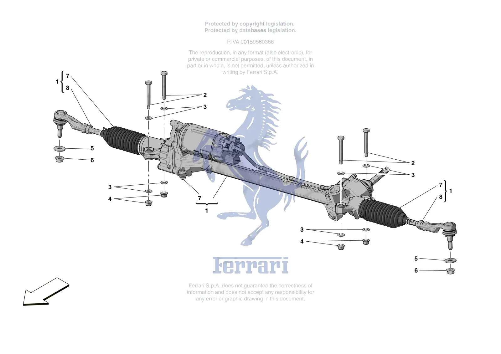 Ferrari Portofino M [MECHANICAL SYSTEM] - D.31 - STEERING BOX exploded diagram