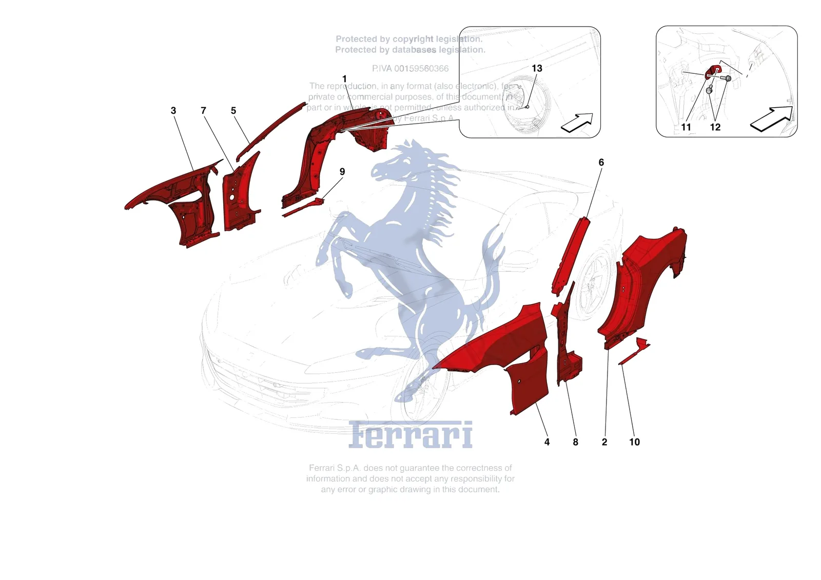 Ferrari Portofino M [VEHICLE TRIM] - E.2 - LATERAL OUTER BODYSHELL exploded diagram