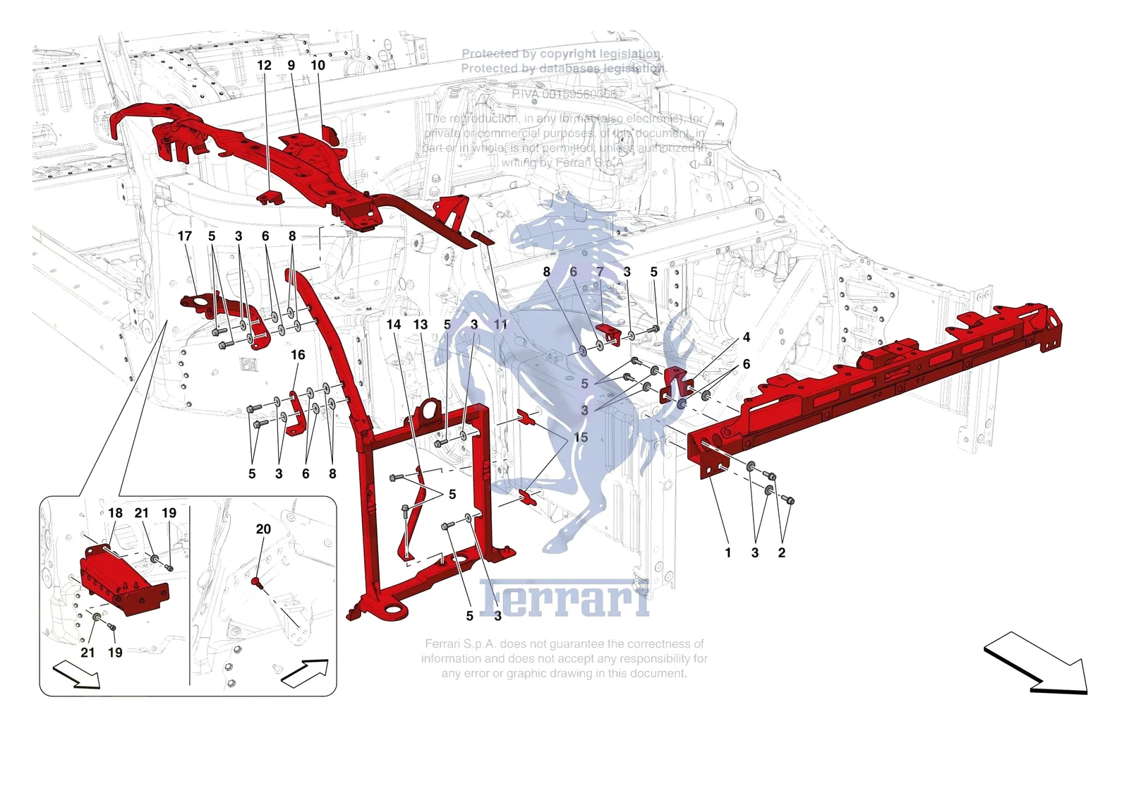 Ferrari Portofino M [VEHICLE TRIM] - E.5 - FRONT SUBSTRUCTURE exploded diagram