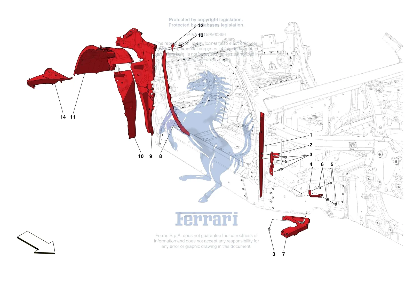 Ferrari Portofino M [VEHICLE TRIM] - E.6 - LATERAL SUBSTRUCTURE exploded diagram