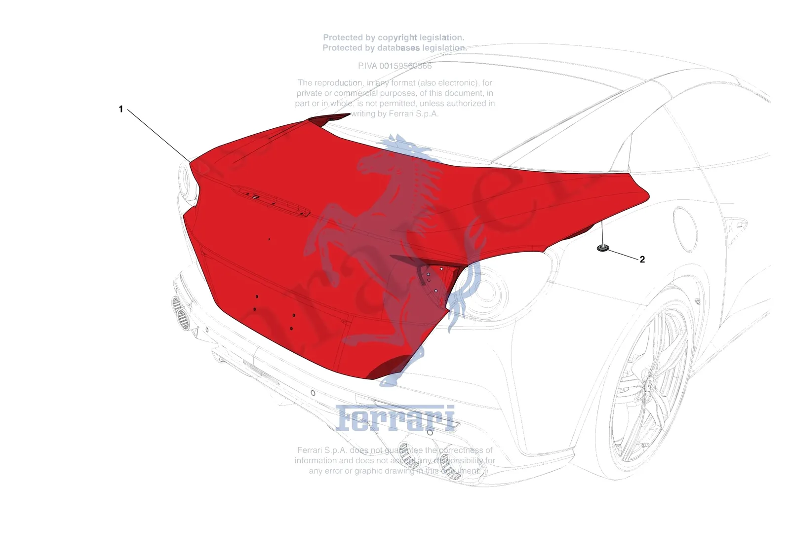 Ferrari Portofino M [VEHICLE TRIM] - E.10 - REAR LID SUBSTRUCTURE exploded diagram