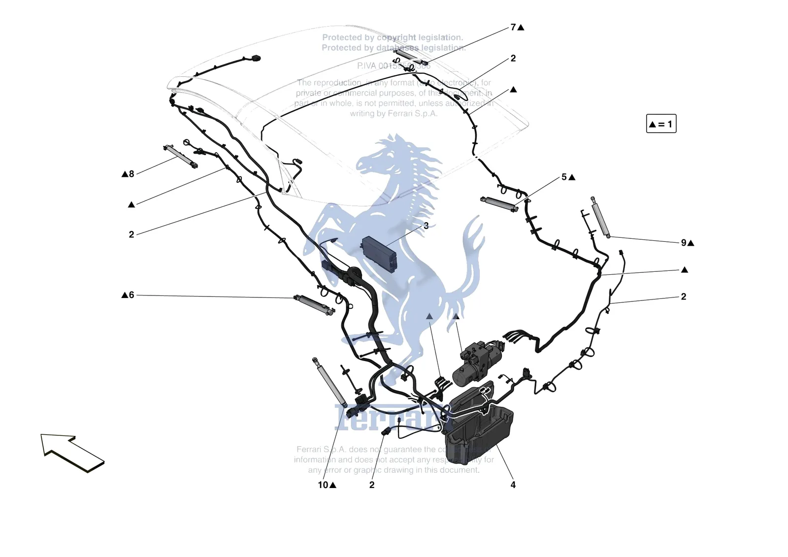 Ferrari Portofino M [VEHICLE TRIM] - E.13.04 - ROOF - HYDRAULICS exploded diagram