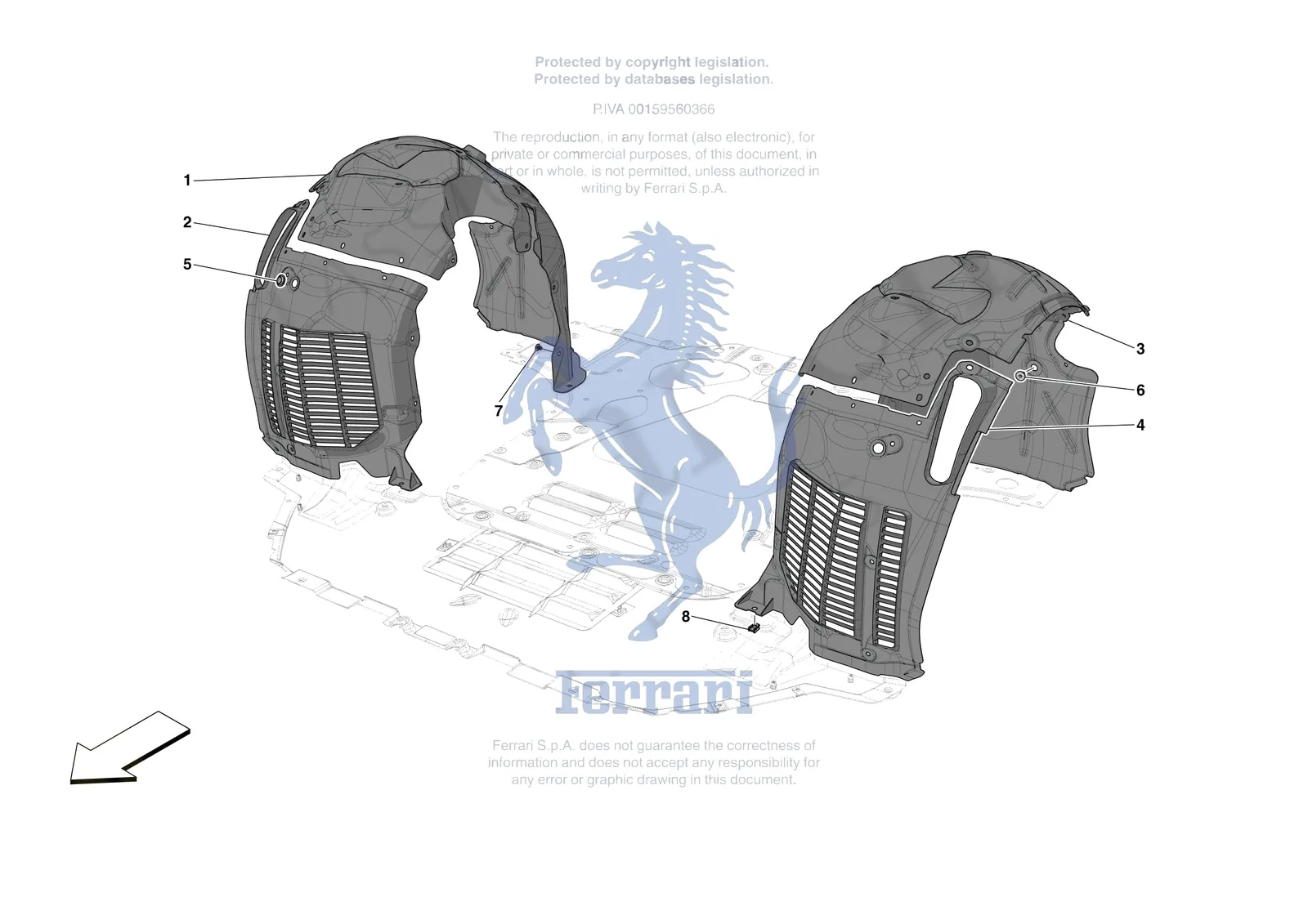 Ferrari Portofino M [VEHICLE TRIM] - E.17 - FRONT WHEELHOUSE exploded diagram