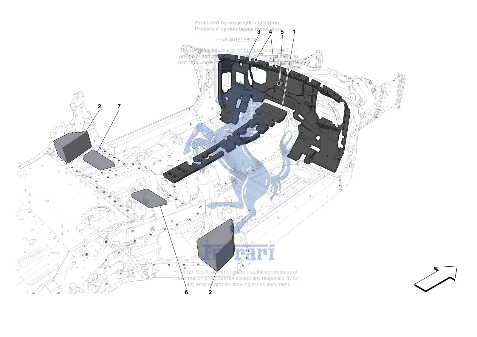 Ferrari Portofino M [VEHICLE TRIM] - E.19 - INTERNAL CABIN INSULATION exploded diagram