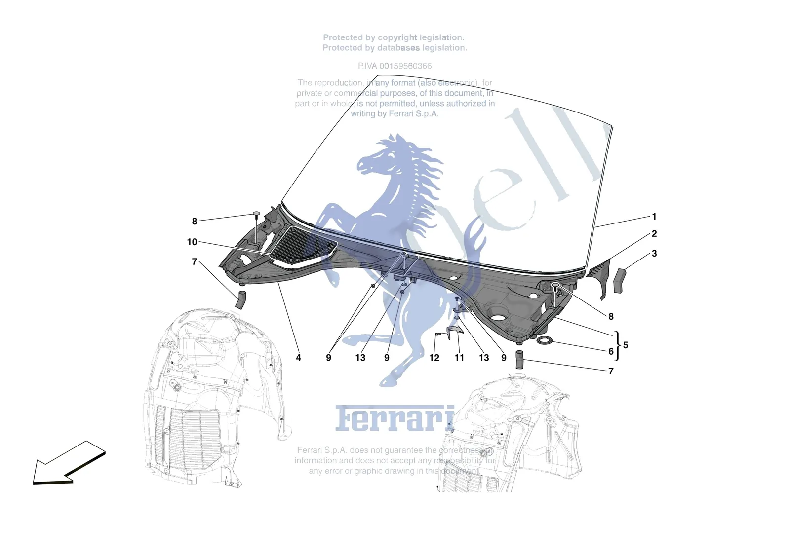 Ferrari Portofino M [VEHICLE TRIM] - E.25 - WINDSCREEN exploded diagram