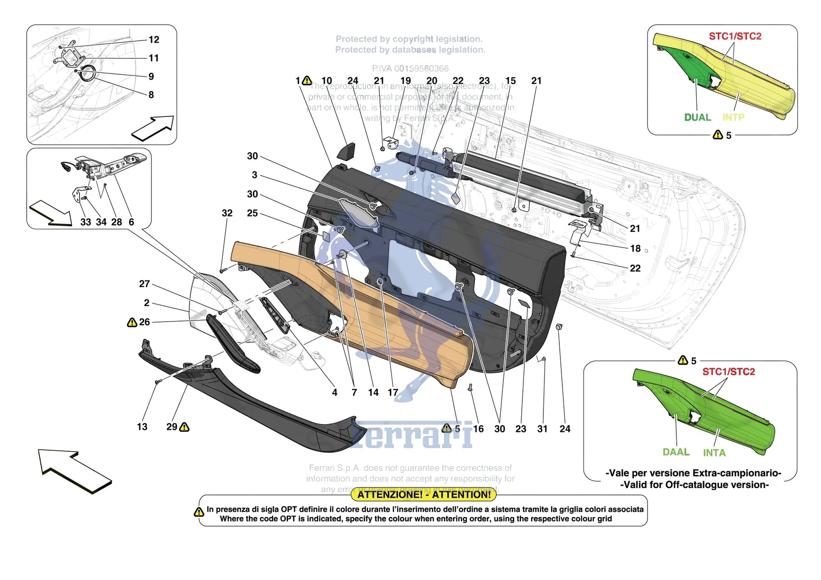 Ferrari Portofino M [VEHICLE TRIM] - E.29.01 - DOORS - TRIM exploded diagram