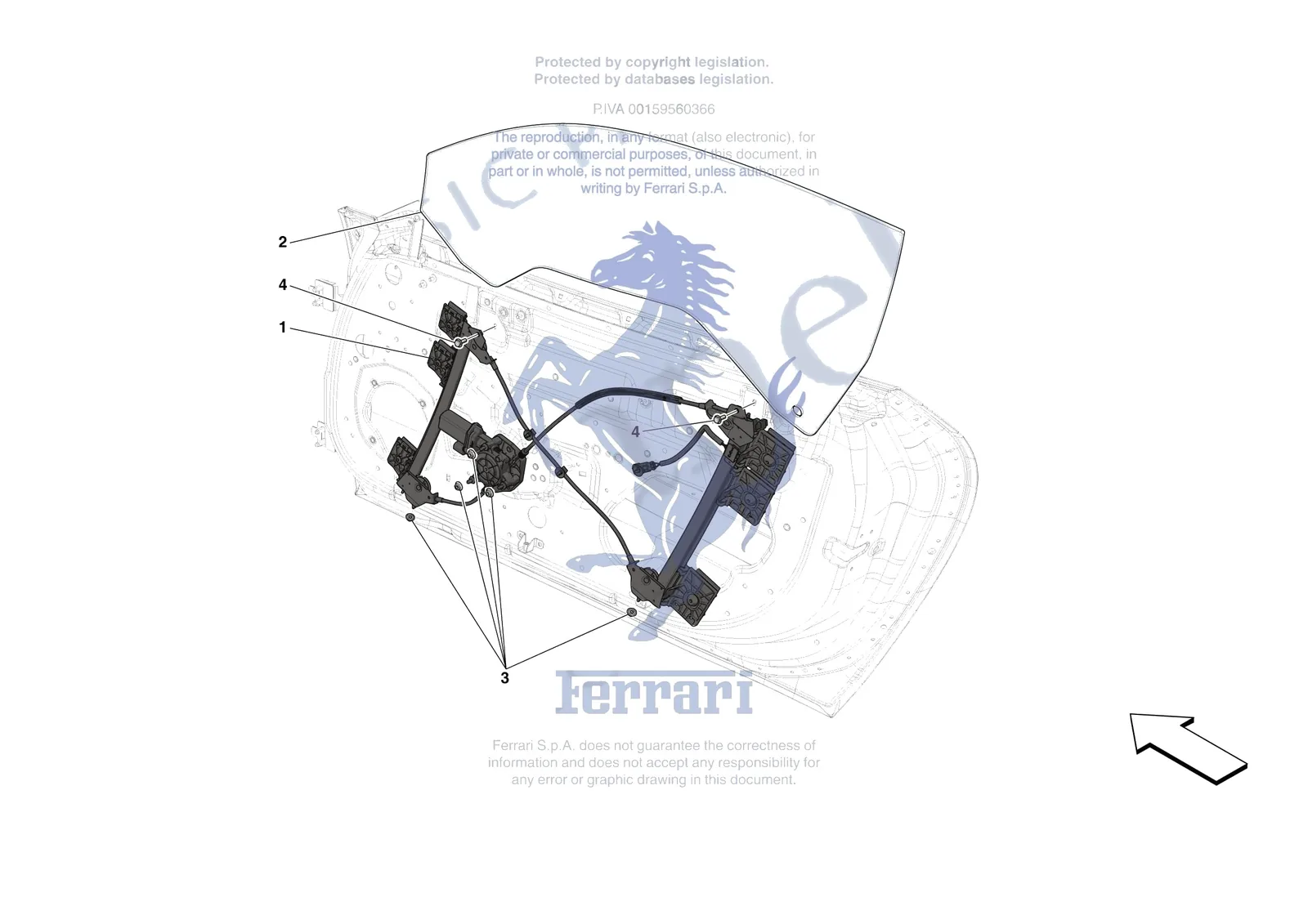 Ferrari Portofino M [VEHICLE TRIM] - E.29.03 - DOORS - WINDOW AND WINDOW LIFTER exploded diagram