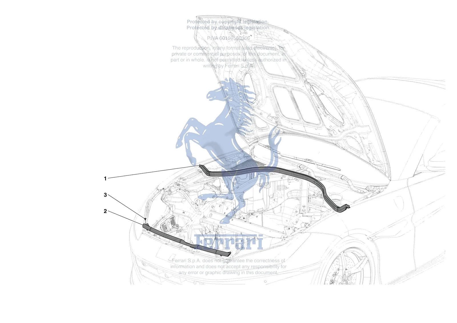 Ferrari Portofino M [VEHICLE TRIM] - E.35 - FRONT LID SEALS exploded diagram