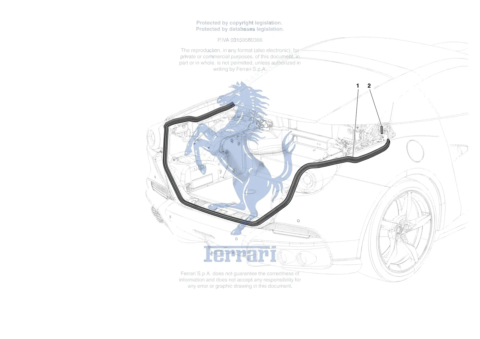 Ferrari Portofino M [VEHICLE TRIM] - E.38 - REAR LID SEALS exploded diagram