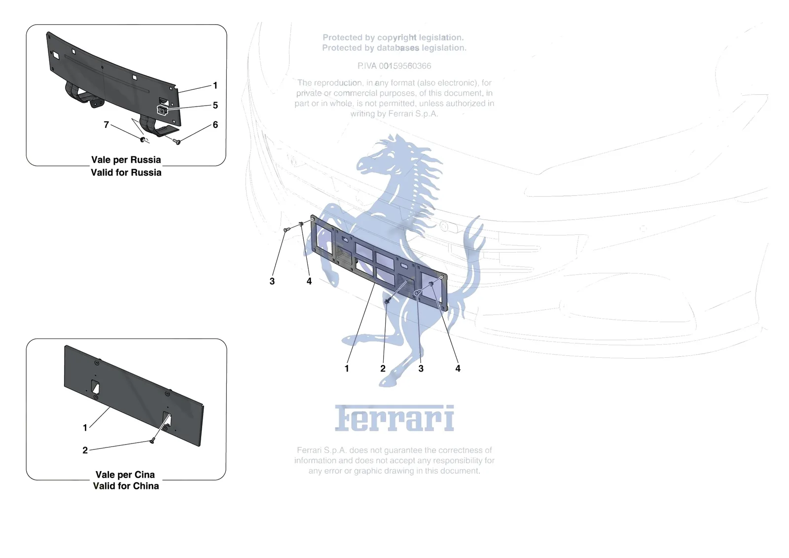 Ferrari Portofino M [VEHICLE TRIM] - E.41 - INSTALLING FRONT LICENCE PLATE exploded diagram