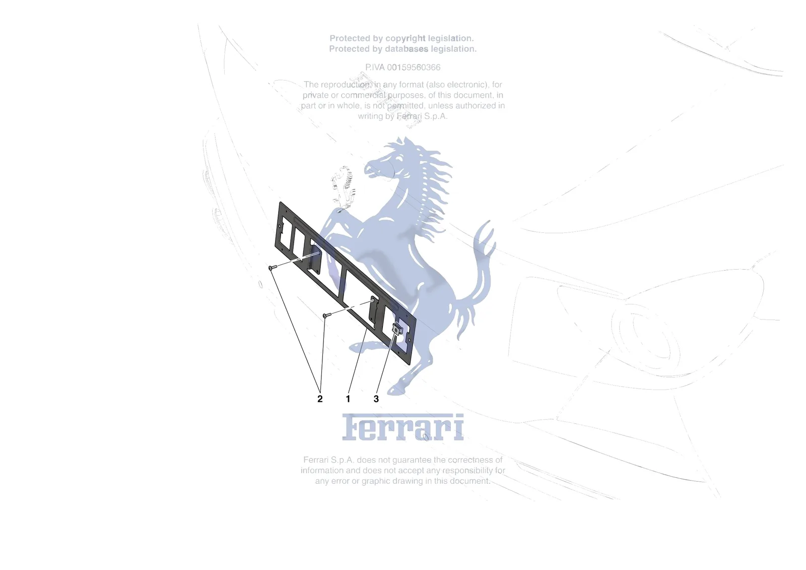 Ferrari Portofino M [VEHICLE TRIM] - E.43 - REAR LICENCE PLATE INSTALLATION exploded diagram