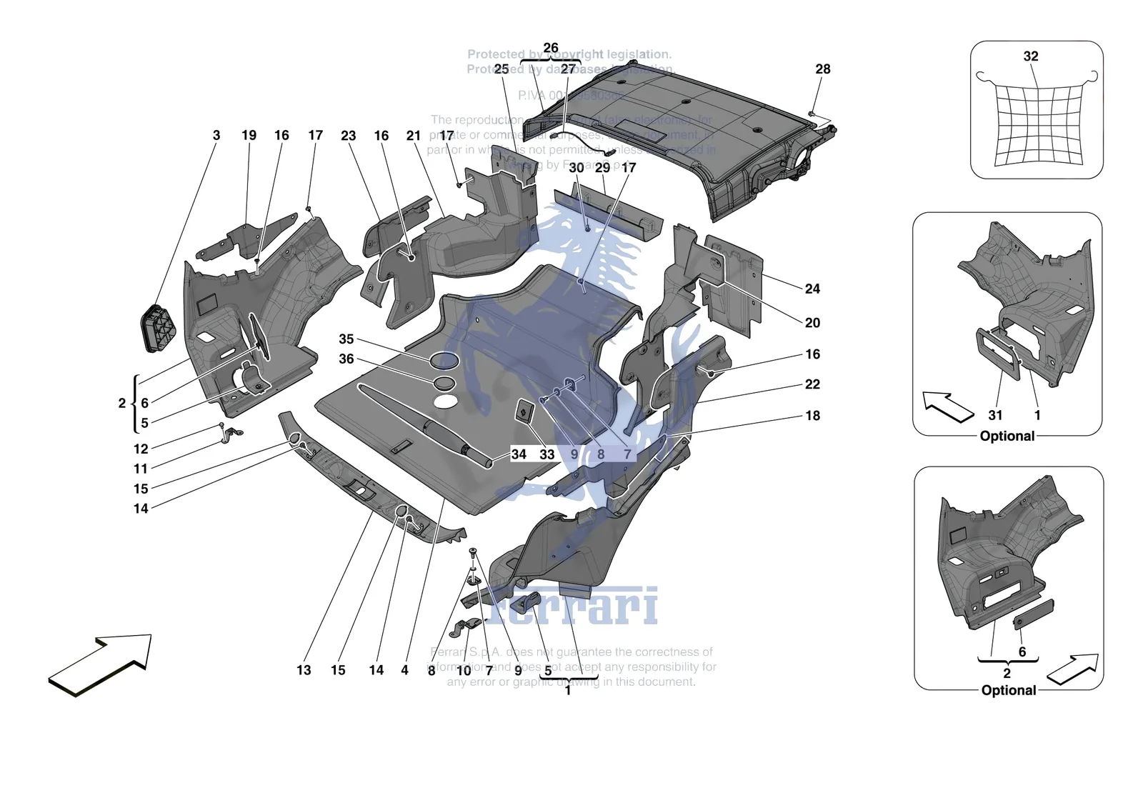 Ferrari Portofino M [VEHICLE TRIM] - E.45 - LUGGAGE COMPARTMENT MATS exploded diagram