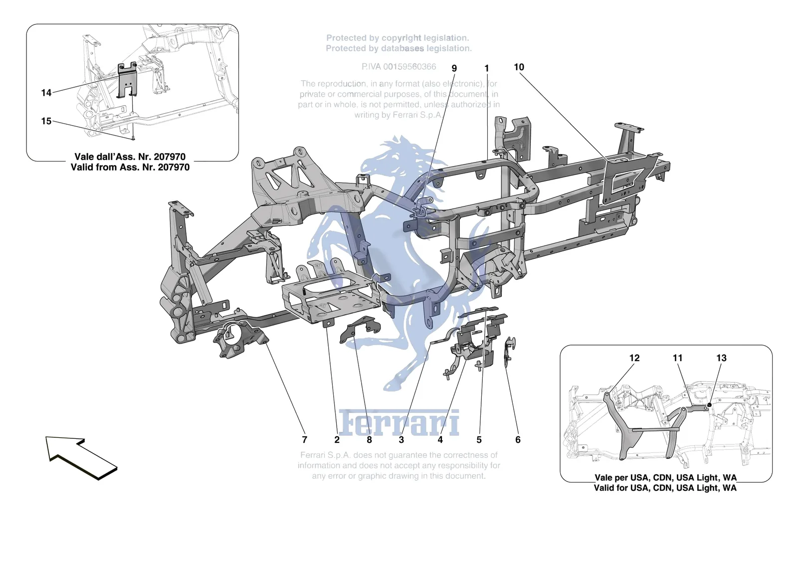 Ferrari Portofino M [VEHICLE TRIM] - E.47.01 - DASHBOARD - SUBSTRUCTURE -Not for RHD- exploded diagram