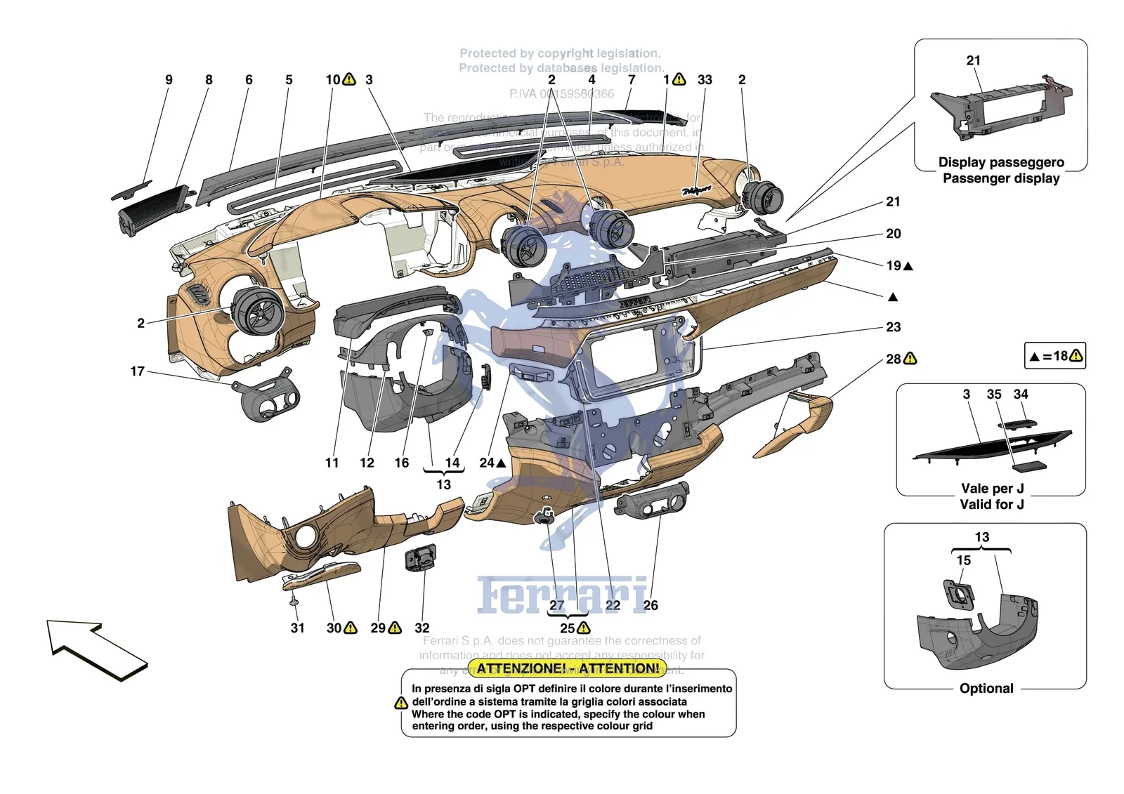 Ferrari Portofino M [VEHICLE TRIM] - E.47.03 - DASHBOARD - TRIM -Not for RHD- exploded diagram