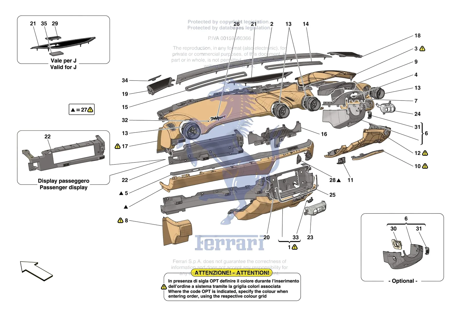 Ferrari Portofino M [VEHICLE TRIM] - E.47.04 - DASHBOARD - TRIM -Applicable for RHD- exploded diagram