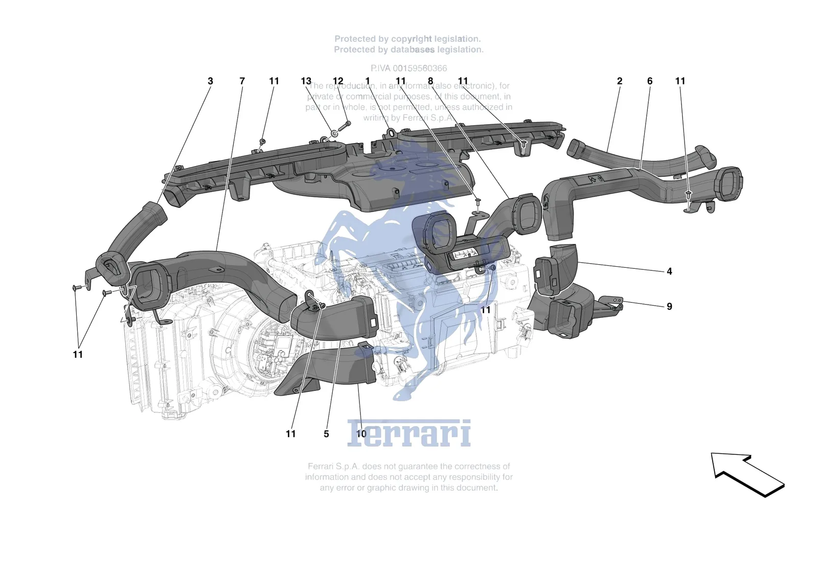 Ferrari Portofino M [VEHICLE TRIM] - E.47.06 - DASHBOARD - DUCTS -Applicable for RHD- exploded diagram