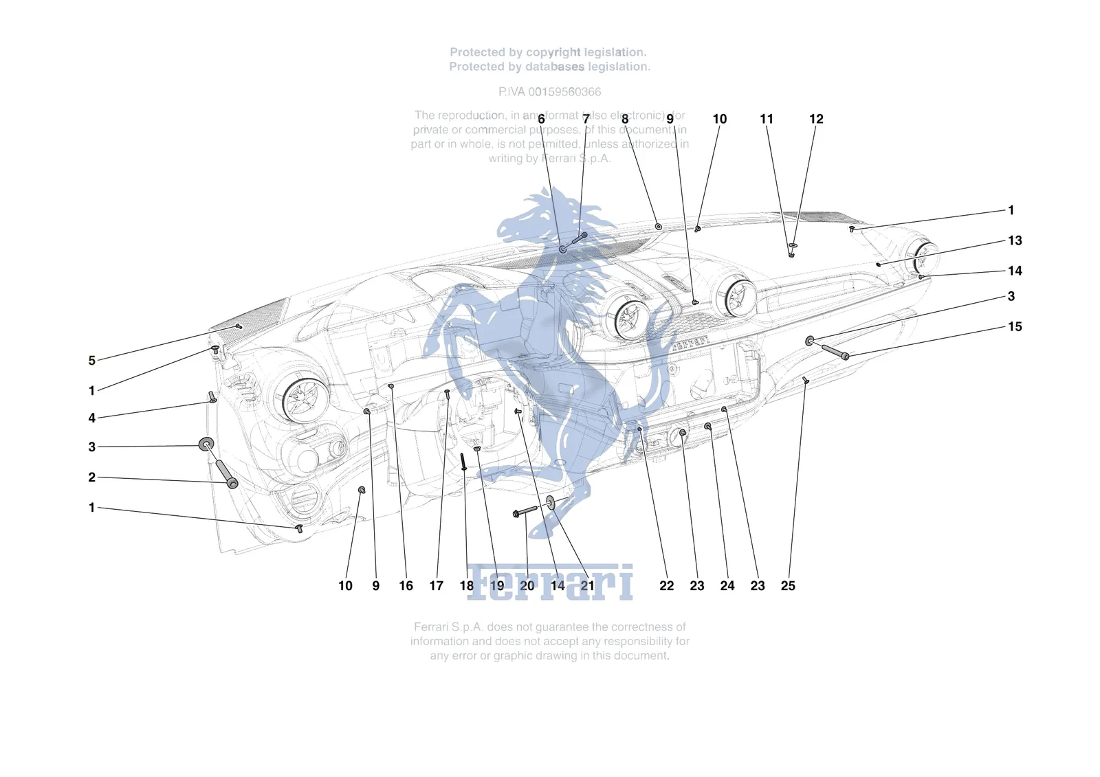 Ferrari Portofino M [VEHICLE TRIM] - E.47.09 - DASHBOARD - FASTENERS exploded diagram
