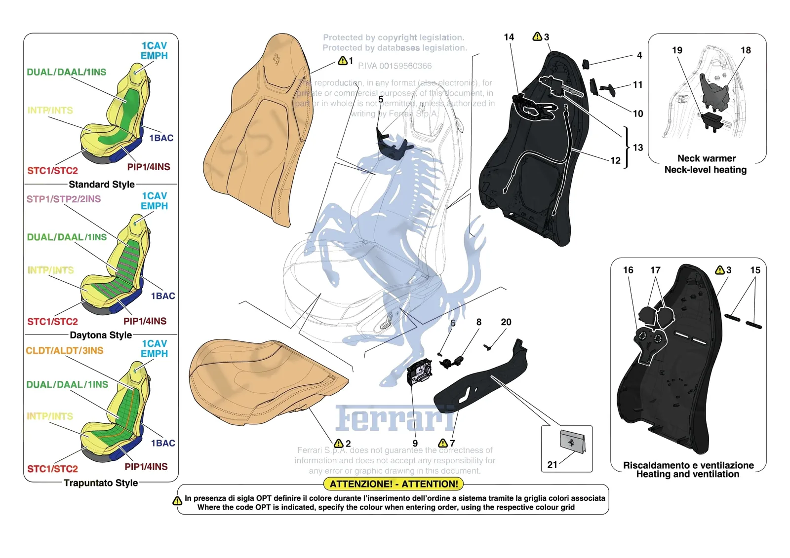 Ferrari Portofino M [VEHICLE TRIM] - E.51.02 - FRONT SEATS - SEAT TRIMS exploded diagram