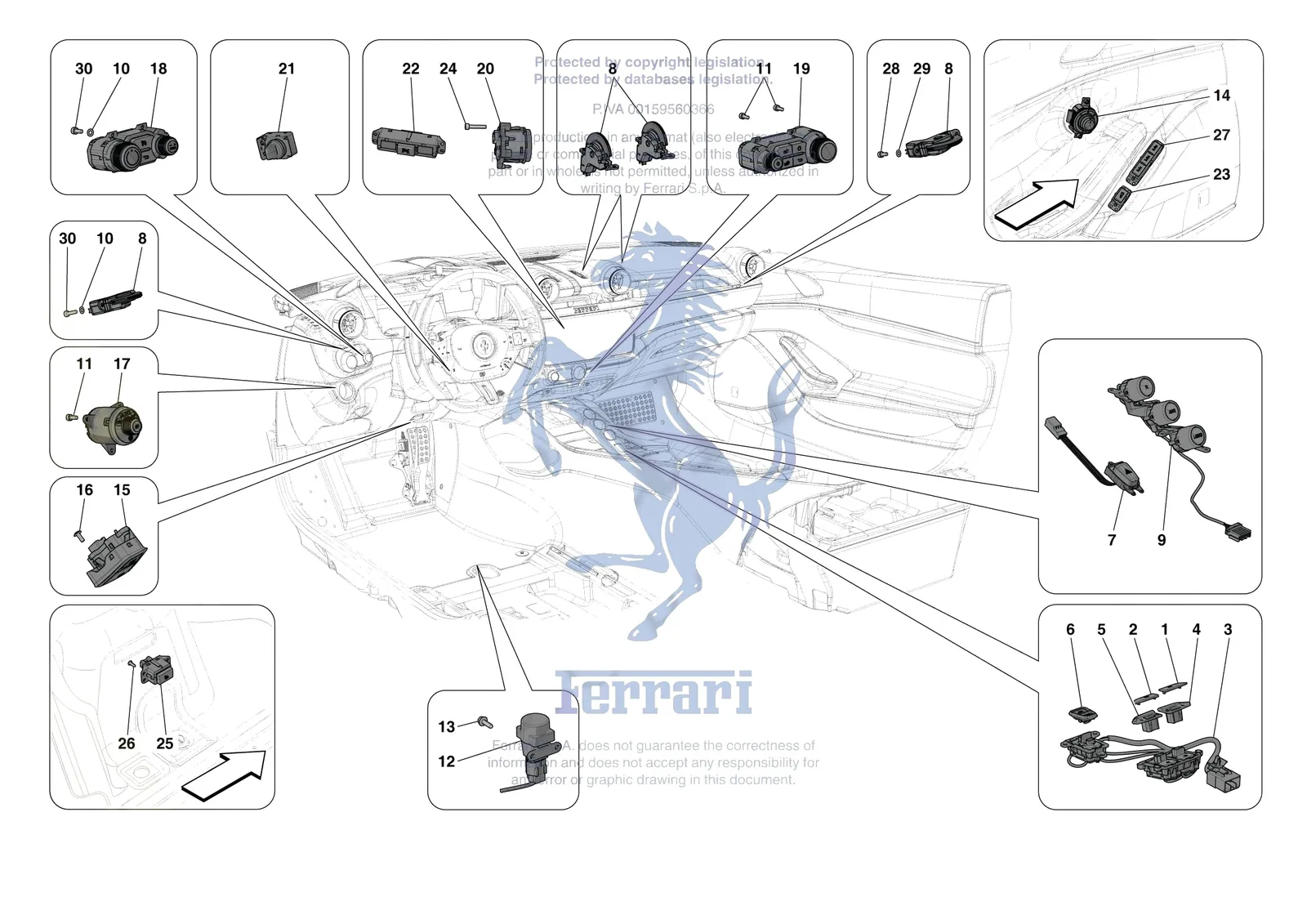 Ferrari Portofino M [ELECTRICAL SYSTEM] - F.4 - OTHER ELECTRICAL CONTROLS exploded diagram