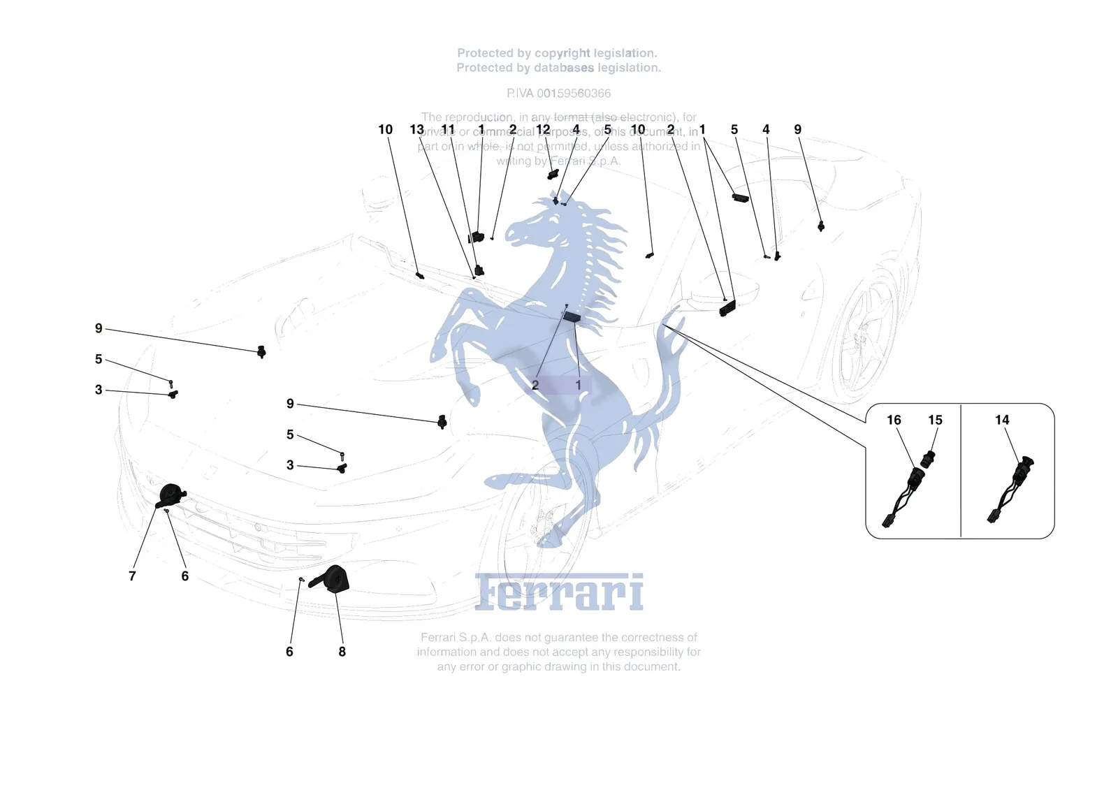 Ferrari Portofino M [ELECTRICAL SYSTEM] - F.5 - OTHER ELECTRICAL DEVICES exploded diagram