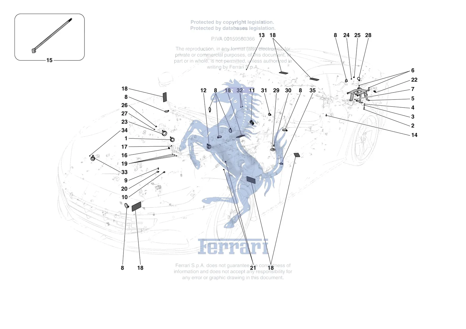 Ferrari Portofino M [ELECTRICAL SYSTEM] - F.8 - VARIOUS FASTENINGS FOR THE ELECTRICAL SYSTEM exploded diagram