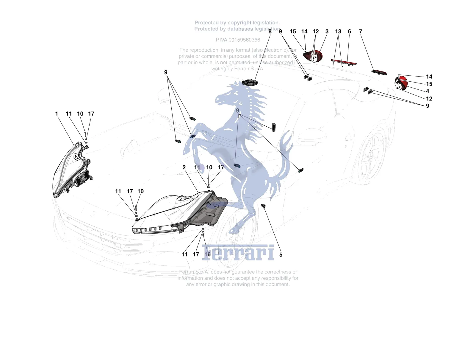 Ferrari Portofino M [ELECTRICAL SYSTEM] - F.9 - LIGHTING SYSTEMS exploded diagram