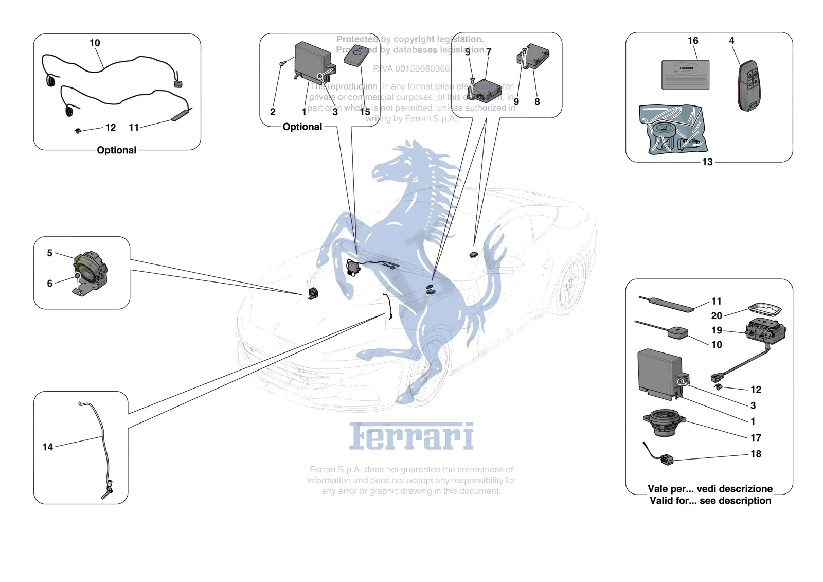 Ferrari Portofino M [ELECTRICAL SYSTEM] - F.11 - ANTI-THEFT SYSTEM exploded diagram