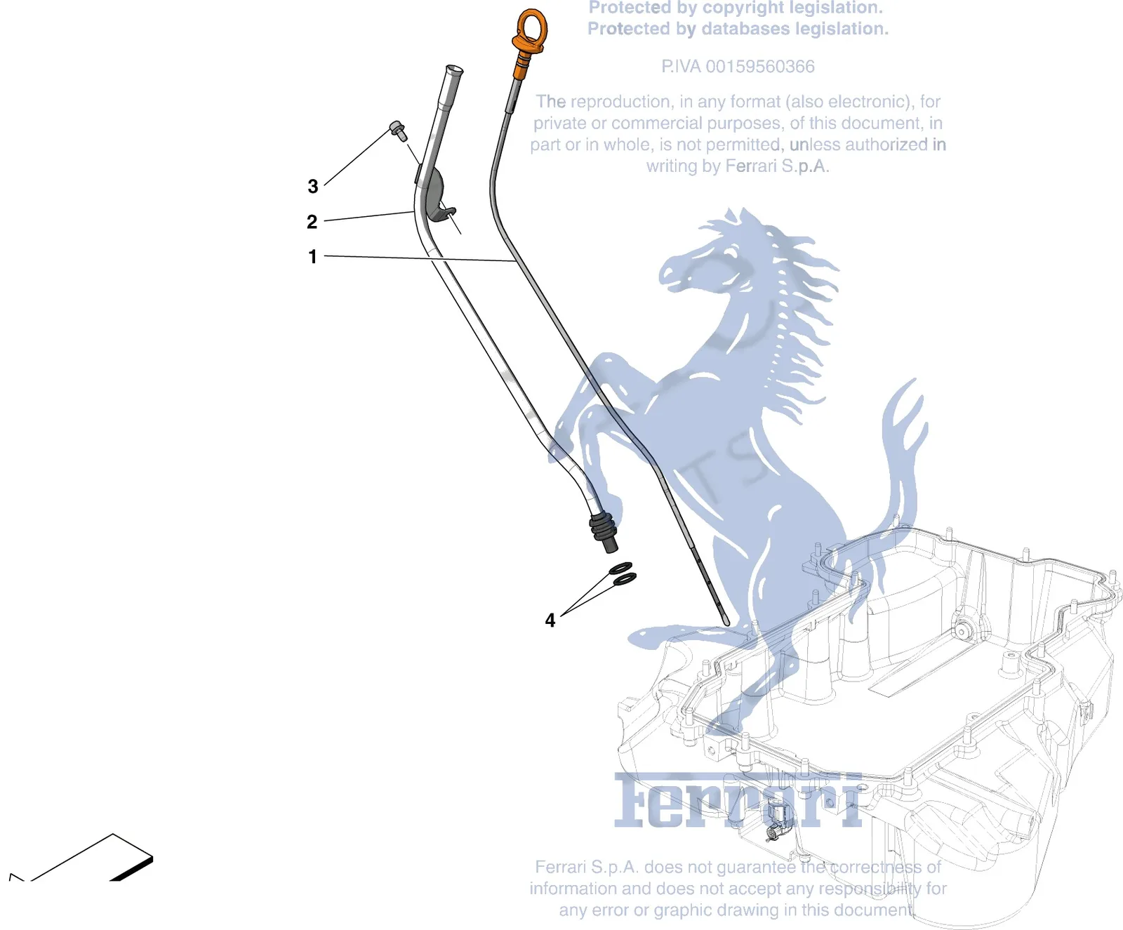 Ferrari Portofino Oil Pipes And Engine Oil Level Sensor exploded diagram