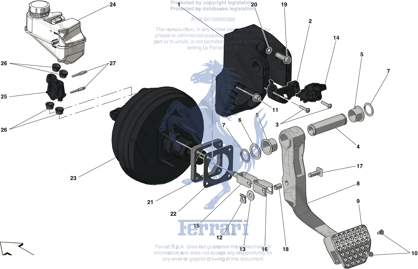 Ferrari Portofino Pedal Board exploded diagram