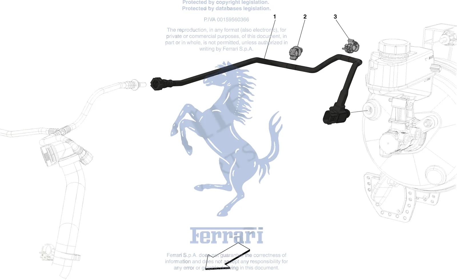 Ferrari Portofino Brake Servo Pipes exploded diagram