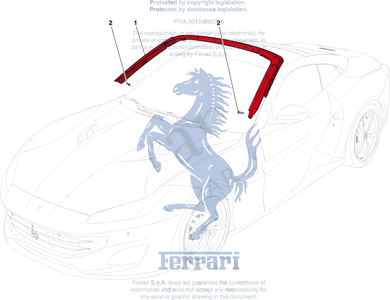 Ferrari Portofino Headliner exploded diagram